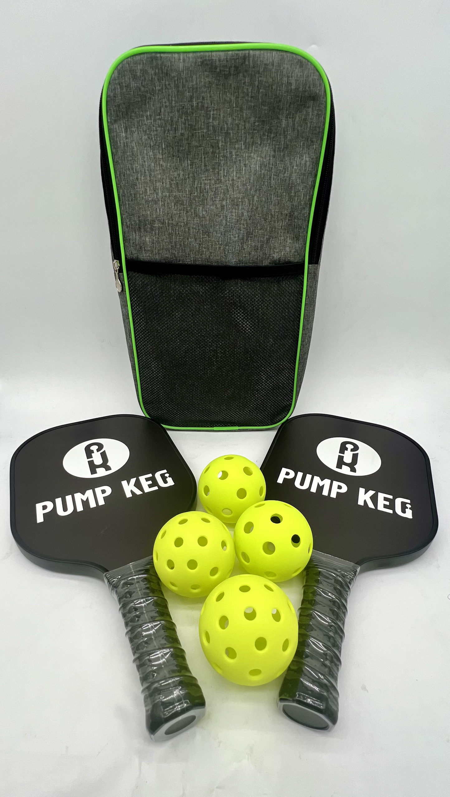 Pump Keg Pickle ball paddles, balls & carrying bag