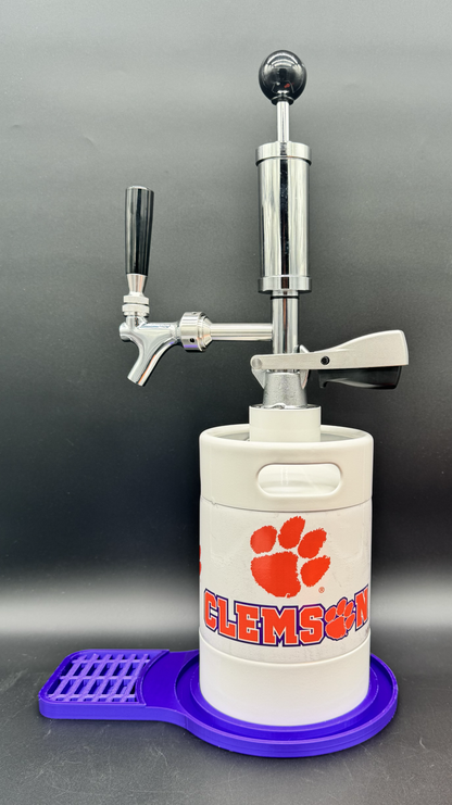 2L WHITE Clemson Tiger Pump Keg with drip tray (3 color options)