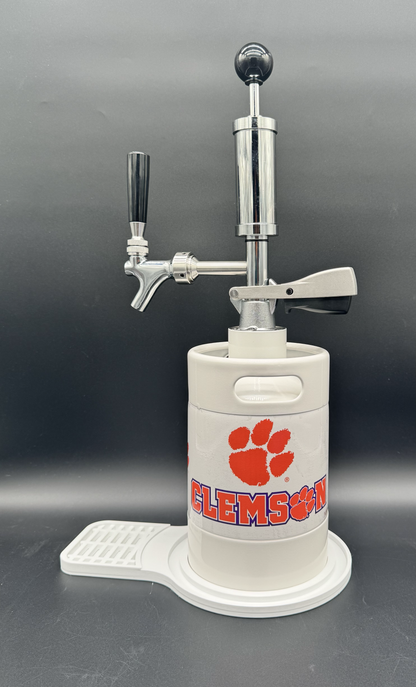 2L WHITE Clemson Tiger Pump Keg with drip tray (3 color options)