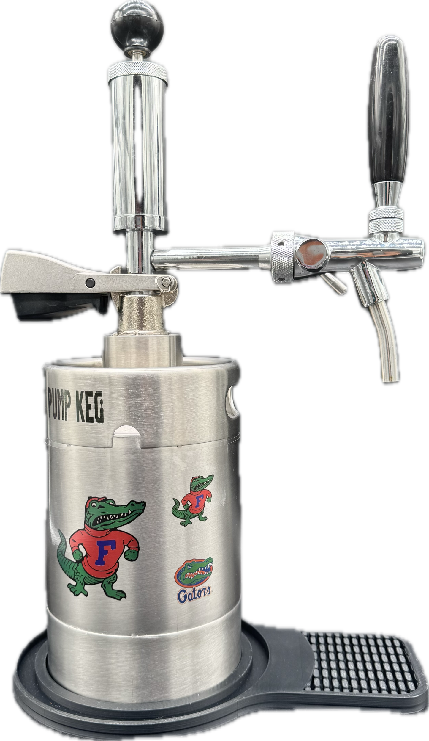 2 liter UF (classic Albert AND new Gator logo) (small) customized Pump Keg, standard tap, keg opener, drip tray, 26 cocktail recipes, 16 shot recipes all included. Packed nicely in a gift box for your favorite Gator fan. Holds 10-12 cocktails/65 oz