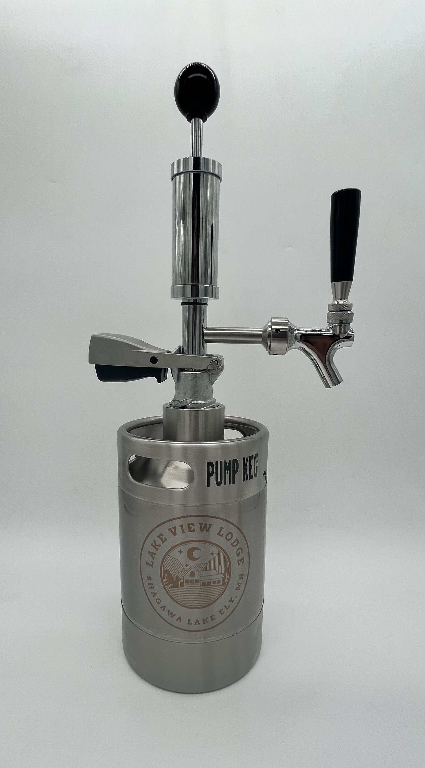 2L Custom logo Pump Keg with NON-adjustable flow tap dispenser. NO keg opener