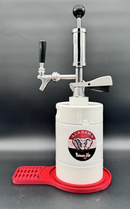 2L WHITE Alabama Crimson TIde Pump Keg with drip tray (2 color options)