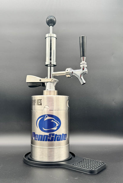 2 liter PSU (small)  customized Pump Keg, standard tap, keg opener, drip tray, 26 cocktail recipes, 16 shot recipes all included. Packed nicely in a gift box for your favorite Nittany Lion fan. Holds 10-12 cocktails or 65 fluid ounces. 