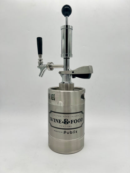 2L Custom logo Pump Keg with NON-adjustable flow tap dispenser. NO keg opener