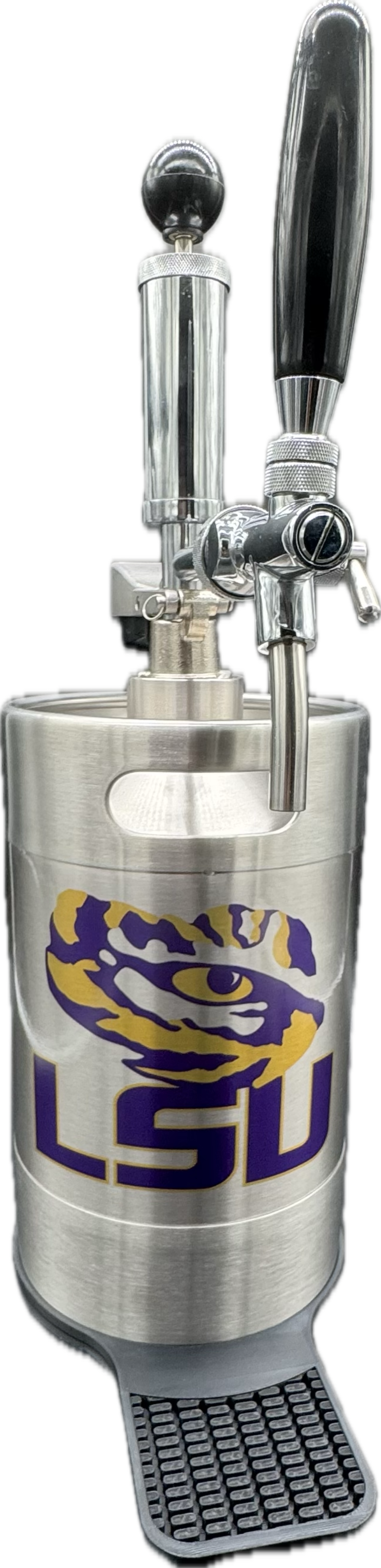 5 liter LSU (large)  customized Pump Keg, standard tap, keg opener, drip tray, 26 cocktail recipes, 16 shot recipes all included. Packed nicely in a gift box for your favorite Tiger’s fan. Holds 30-35 cocktails or 169 fluid ounces. 