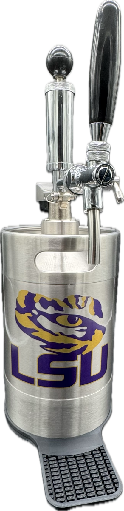 5 liter LSU (large)  customized Pump Keg, standard tap, keg opener, drip tray, 26 cocktail recipes, 16 shot recipes all included. Packed nicely in a gift box for your favorite Tiger’s fan. Holds 30-35 cocktails or 169 fluid ounces. 