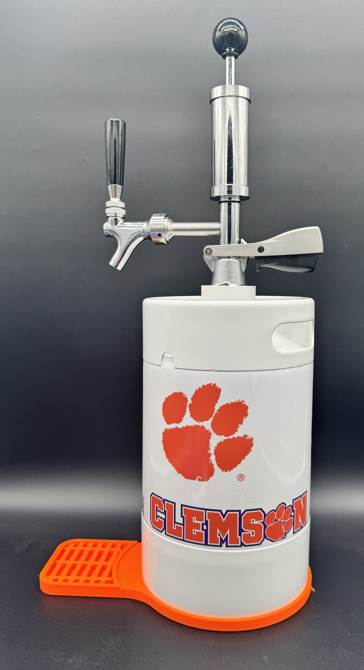 5L WHITE Clemson Tigers Pump Keg with drip tray (3 color options)
