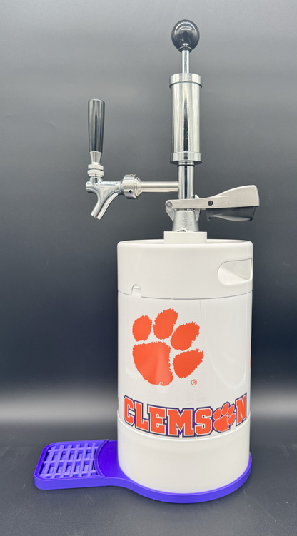 5L WHITE Clemson Tigers Pump Keg with drip tray (3 color options)
