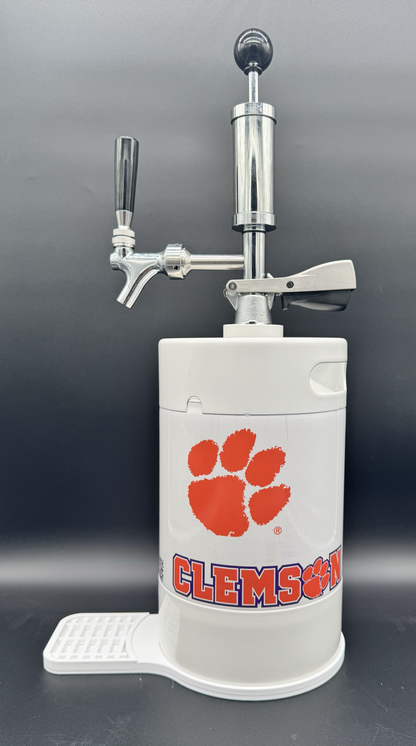 5L WHITE Clemson Tigers Pump Keg with drip tray (3 color options)