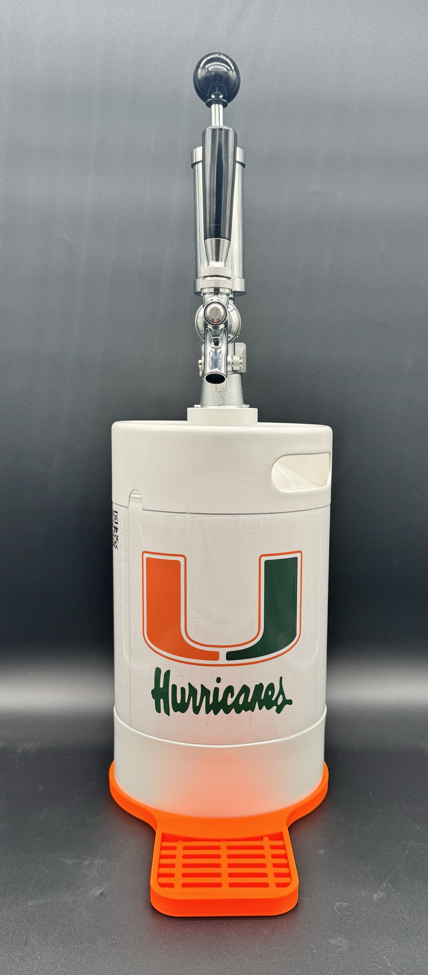 5L WHITE UM Miami Hurricanes Pump Keg with drip tray (3 color options)