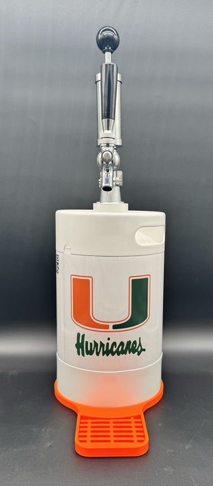 5L WHITE UM Miami Hurricanes Pump Keg with drip tray (3 color options)