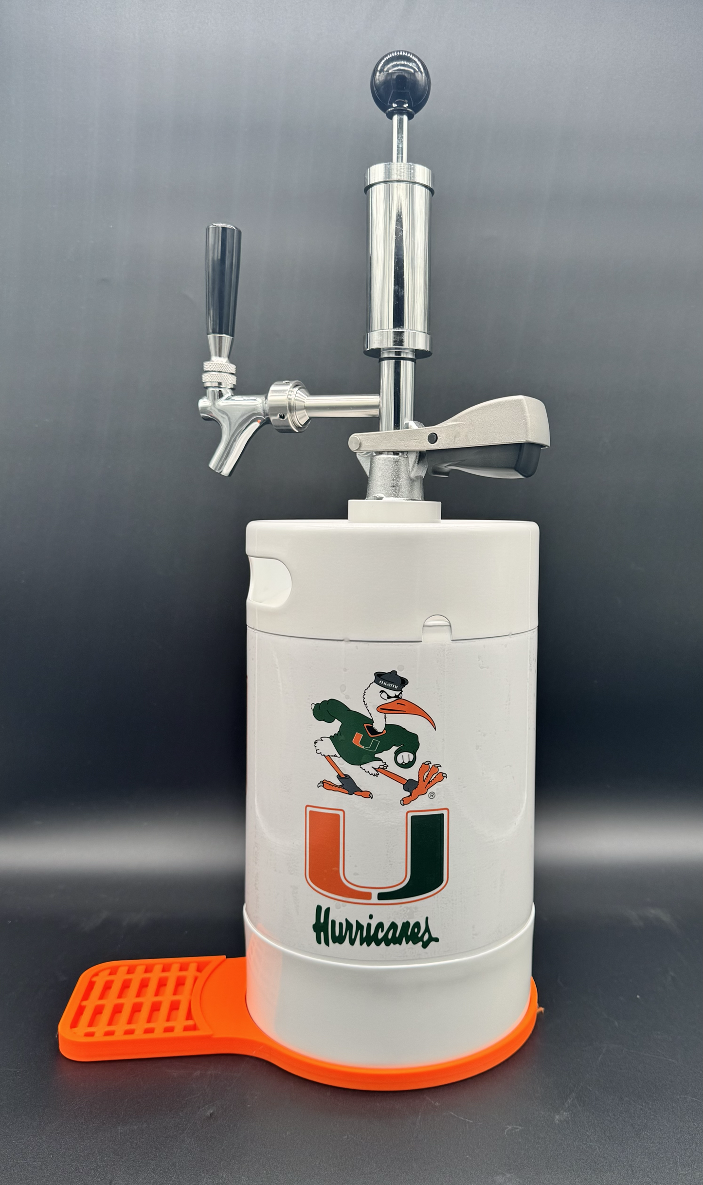 5L WHITE UM Miami Hurricanes Pump Keg with drip tray (3 color options)