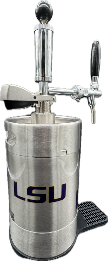 5 liter LSU (large)  customized Pump Keg, standard tap, keg opener, drip tray, 26 cocktail recipes, 16 shot recipes all included. Packed nicely in a gift box for your favorite Tiger’s fan. Holds 30-35 cocktails or 169 fluid ounces. 