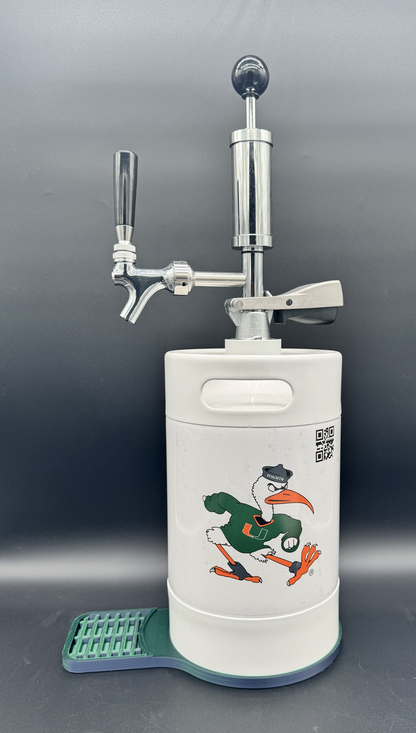 5L WHITE UM Miami Hurricanes Pump Keg with drip tray (3 color options)
