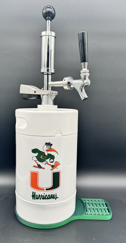 5L WHITE UM Miami Hurricanes Pump Keg with drip tray (3 color options)