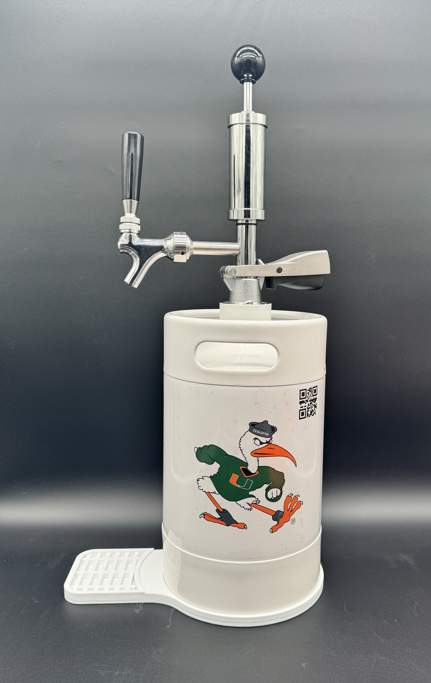 5L WHITE UM Miami Hurricanes Pump Keg with drip tray (3 color options)
