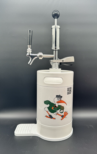 5L WHITE UM Miami Hurricanes Pump Keg with drip tray (3 color options)