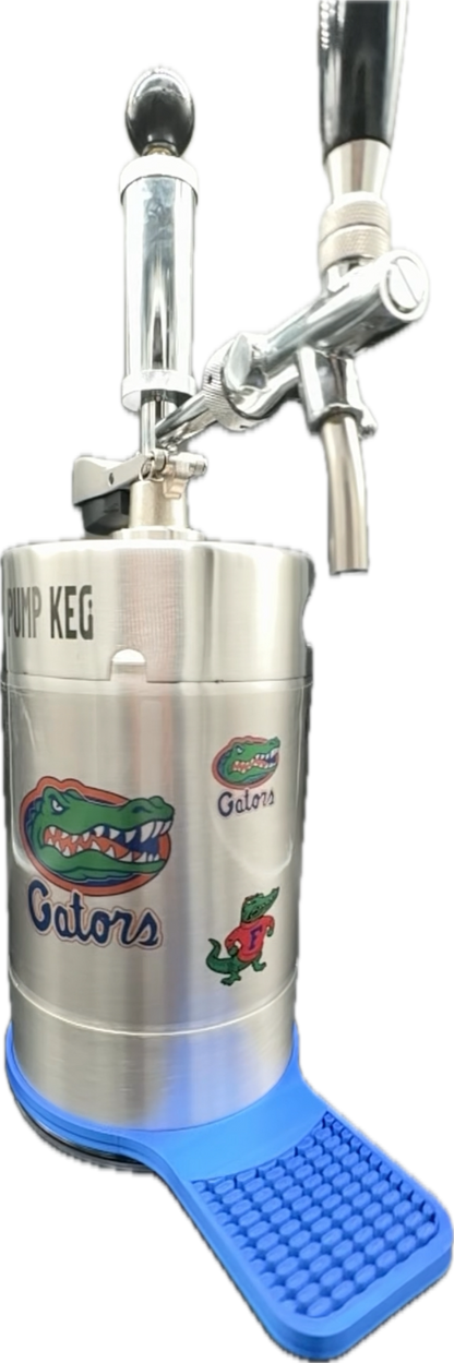 5 liter (classic Albert + new Gator logo combo)  (large) customized Pump Keg, standard tap, keg opener, drip tray, 26 cocktail recipes, 16 shot recipes all included. Packed nicely in a gift box for your favorite Gator fan. Holds 30-35 cocktails or 169 oz