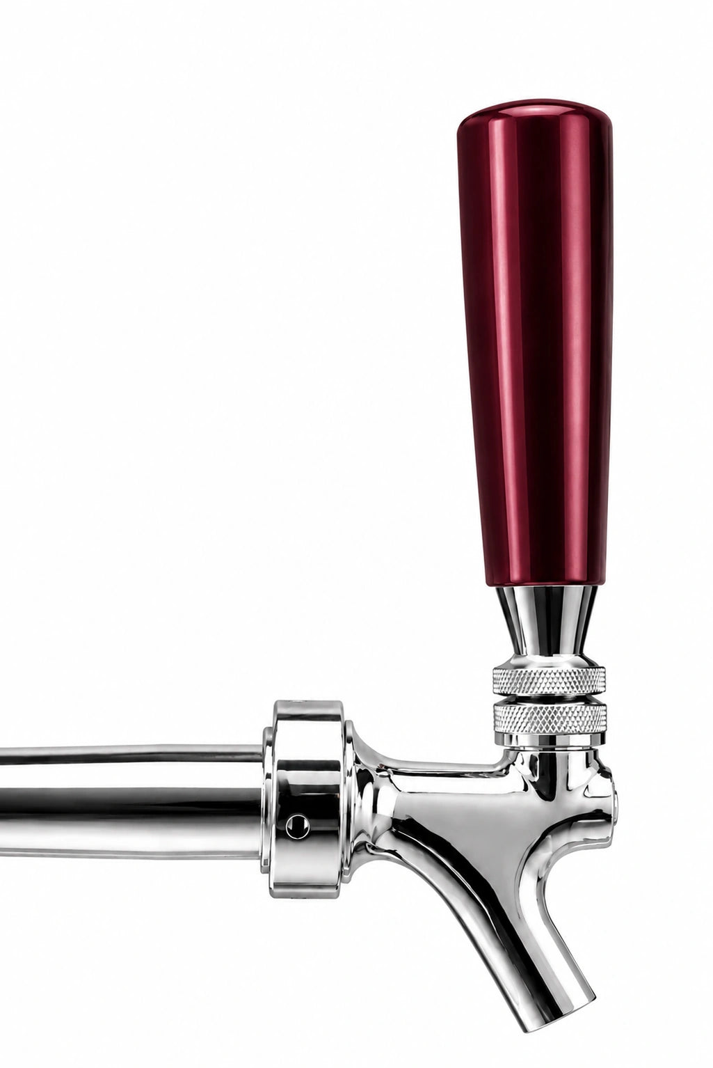 Pump Keg standard flow tap with maroon tap dispenser for cocktails, wine, mocktails & beverage dispensing.