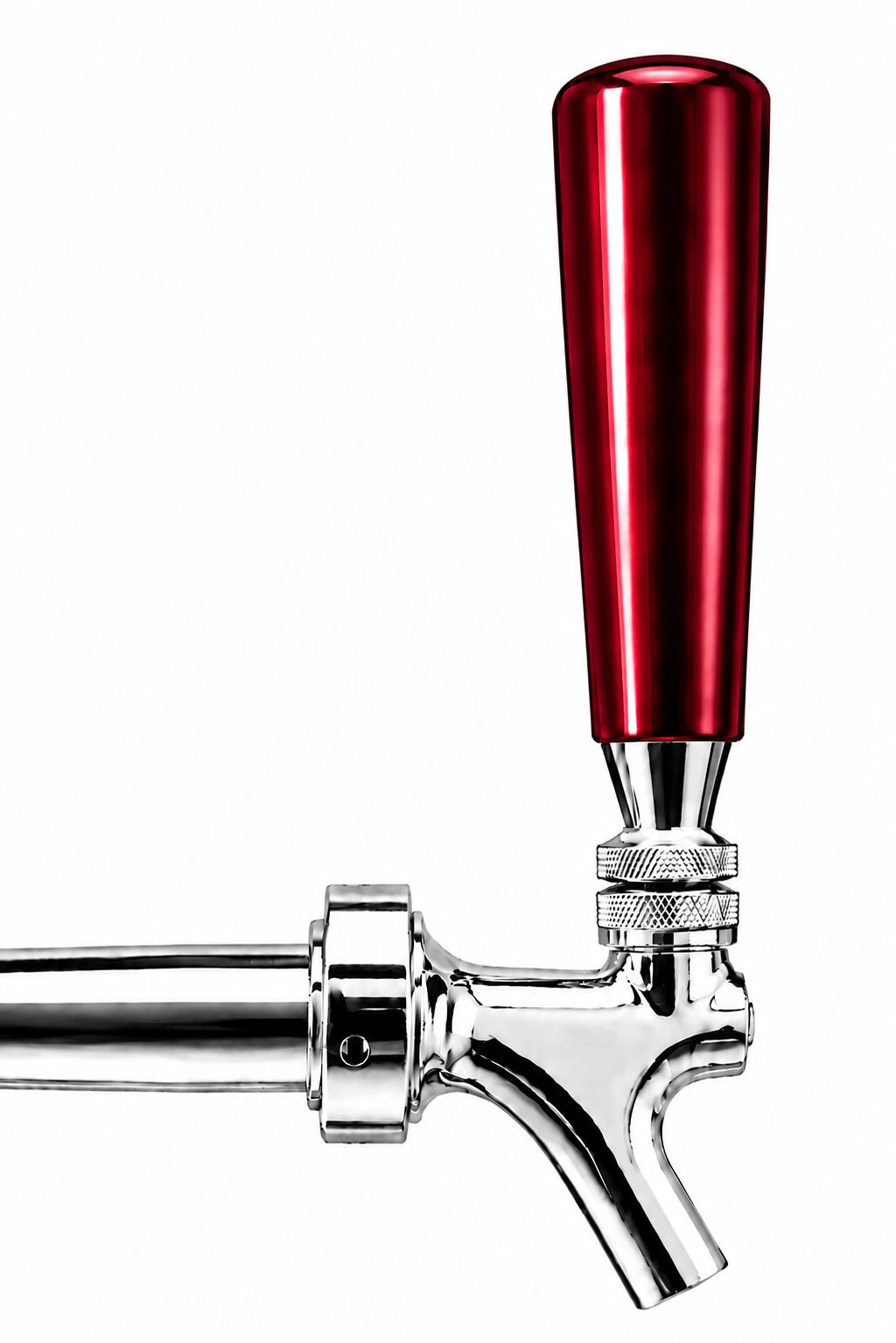 Pump Keg standard flow tap with metallic deep red tap dispenser for cocktails, wine, mocktails & beverage dispensing.