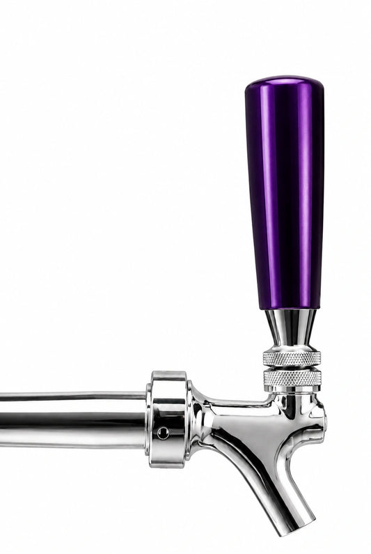 Pump Keg standard flow tap with transfusion purple tap dispenser for cocktails, wine, mocktails & beverage dispensing.